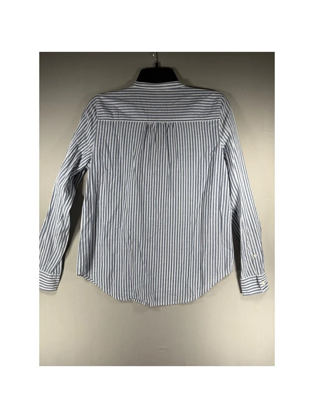 J.Crew Womens Blue White Striped Ruffle Front Cotton Blouse Small